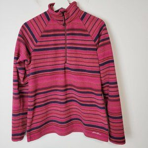 Eddie Bauer Size M Women's 1/4 Zip Striped Pullover Fleece Sweatshirt Pu…